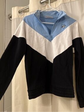 Fila Women's Chevron Quarter-Zip Sweater - Light Blue/White/Black